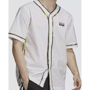 Adidas RYV Baseball Style Snap Close White Camo Trim Shirt Size Small GK5911